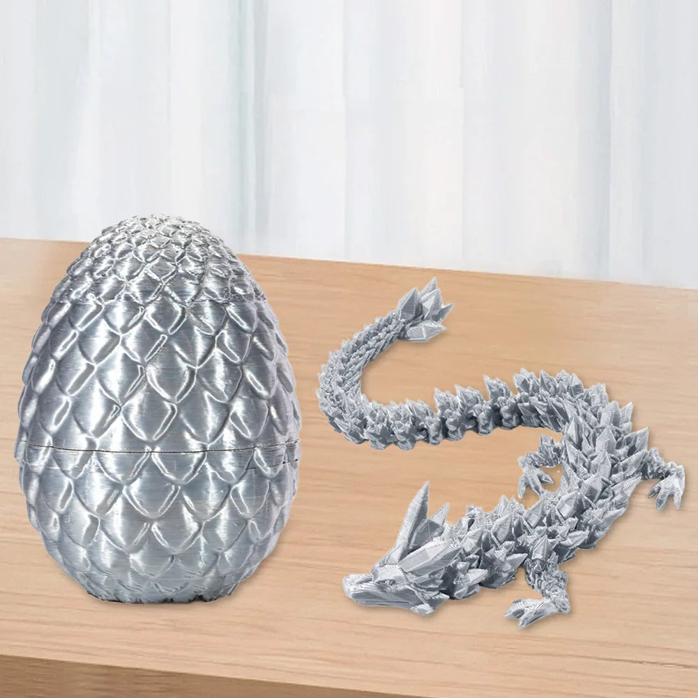 3D Printed Dragon Egg Dragon Gift Set Gemstone Dragon Ornament Full Articulated Crystal Dragon Collectible Statue for Home Decor