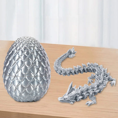 3D Printed Dragon Egg Dragon Gift Set Gemstone Dragon Ornament Full Articulated Crystal Dragon Collectible Statue for Home Decor