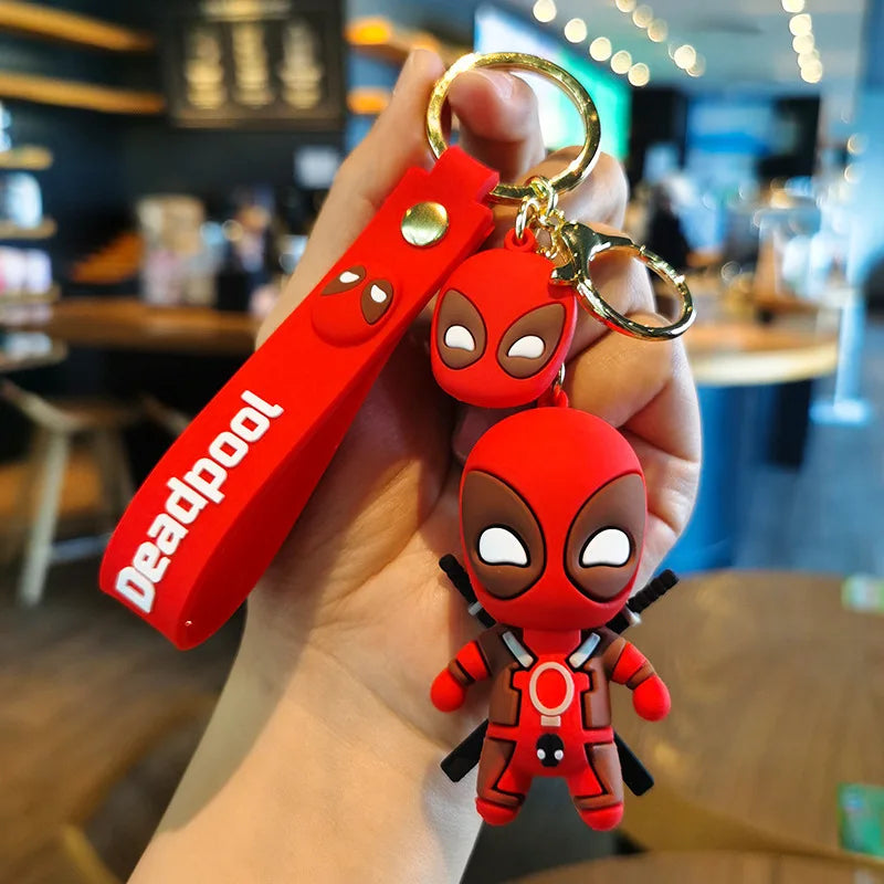 💥 Marvel Cute Anime Figures – Deadpool Q Version Keychain | Fun Bag Pendant & Stylish Couple Jewelry 🎒🖤