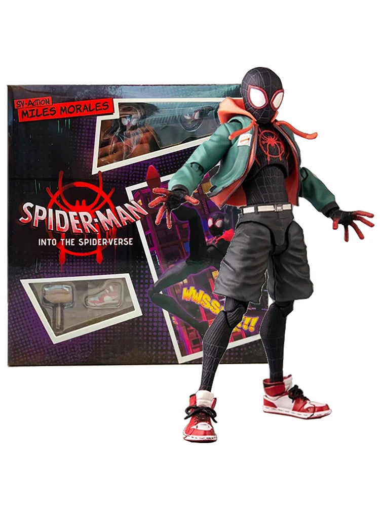 🕷️ SV Action Spider-Man Miles Morales – Into the Spider-Verse PVC Figure | Marvel Collection Model Toy 💥🎮