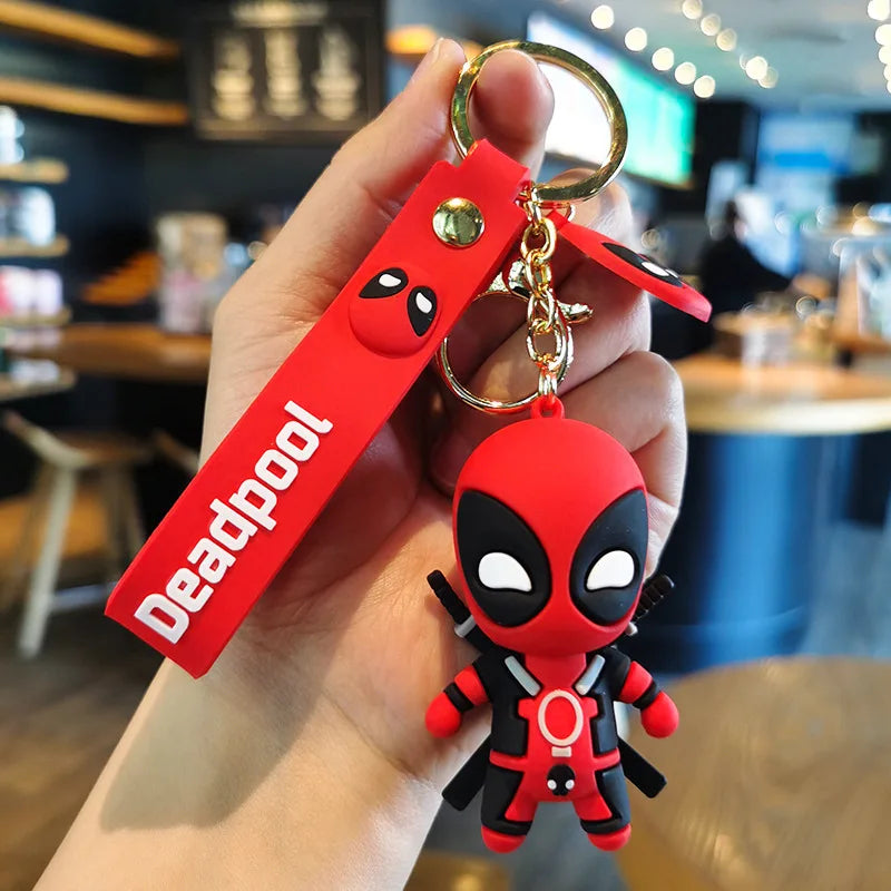 💥 Marvel Cute Anime Figures – Deadpool Q Version Keychain | Fun Bag Pendant & Stylish Couple Jewelry 🎒🖤