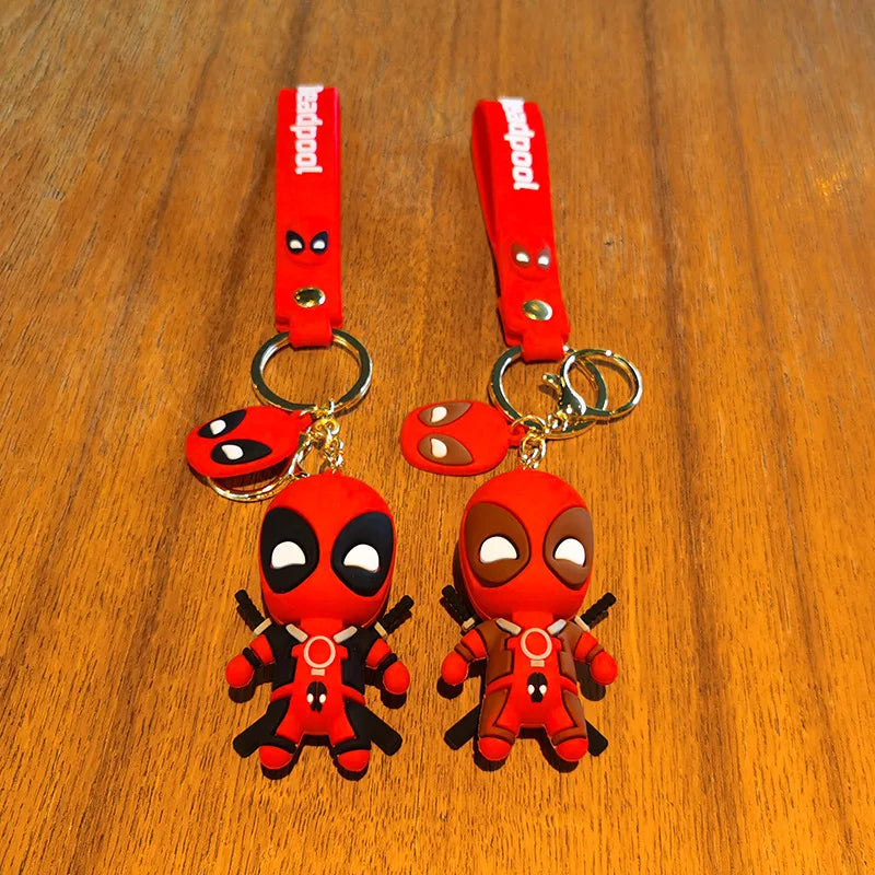 💥 Marvel Cute Anime Figures – Deadpool Q Version Keychain | Fun Bag Pendant & Stylish Couple Jewelry 🎒🖤