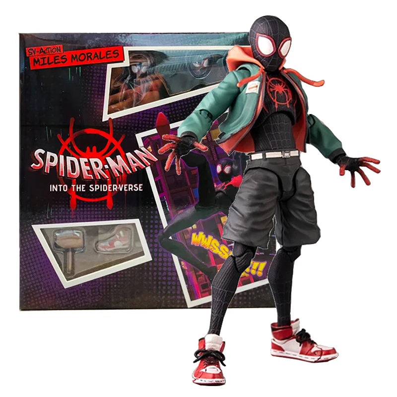 🕷️ SV Action Spider-Man Miles Morales – Into the Spider-Verse PVC Figure | Marvel Collection Model Toy 💥🎮